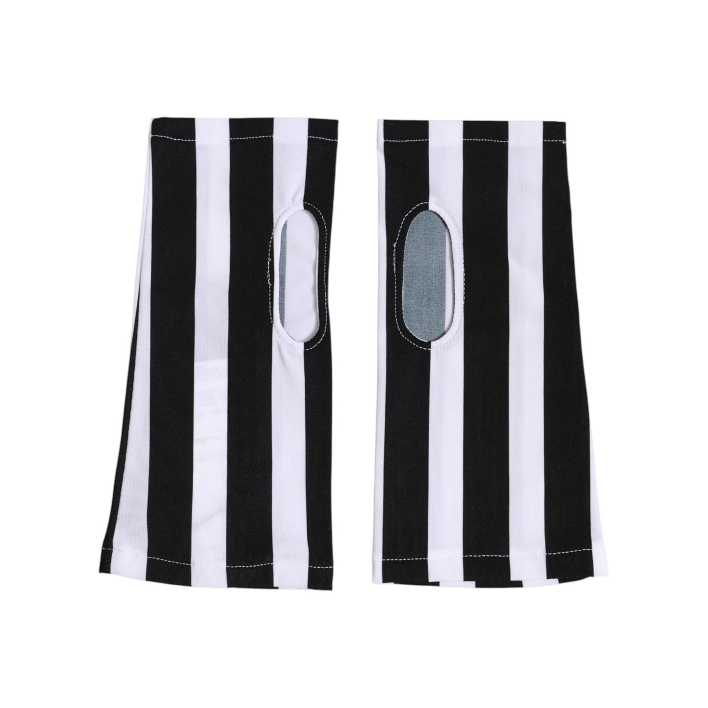 Dolce & Gabbana Black White Nylon Fingerless Wrist Length Gloves