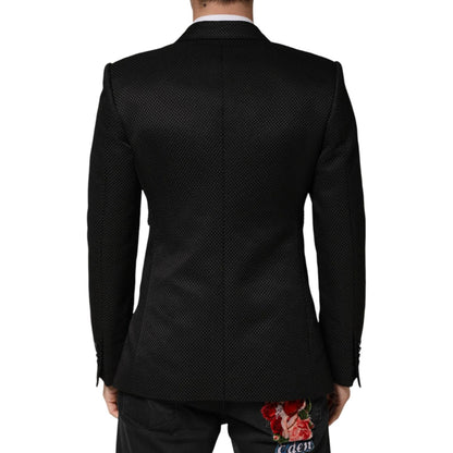 Dolce & Gabbana Black Cotton Double Breasted 2 Button Blazer