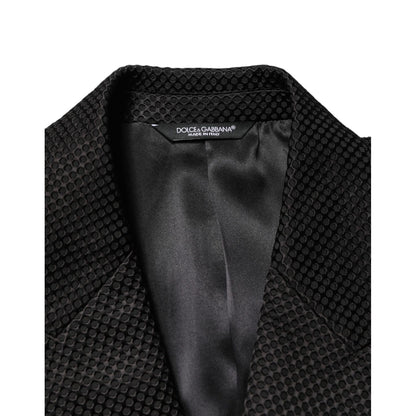 Dolce & Gabbana Black Cotton Double Breasted 2 Button Blazer