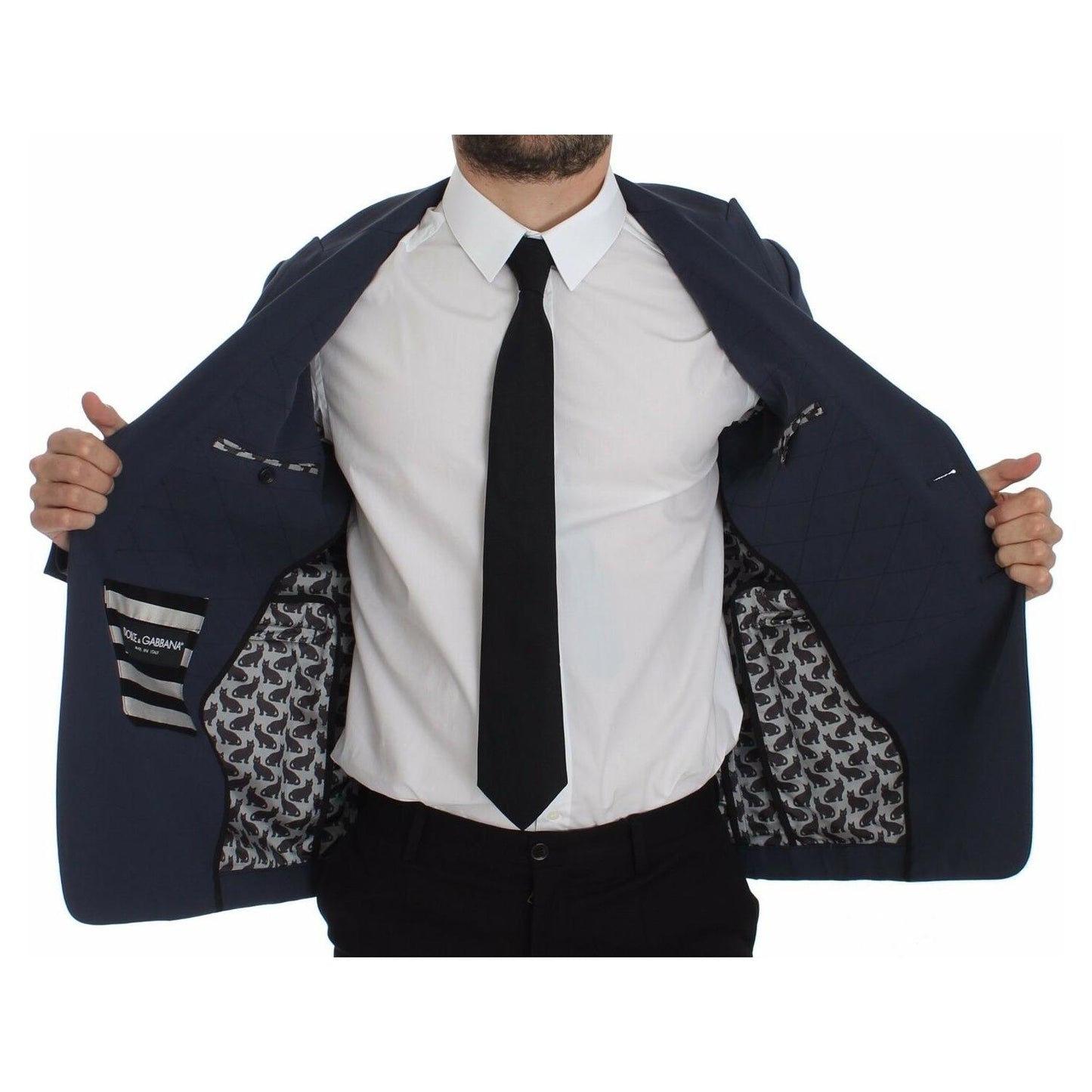 Dolce & Gabbana Blue Cotton Stretch Casual Blazer