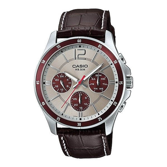 CASIO COLLECTION Mod. MULTIFUNCTION CALENDAR, LEATHER - TWO TONES