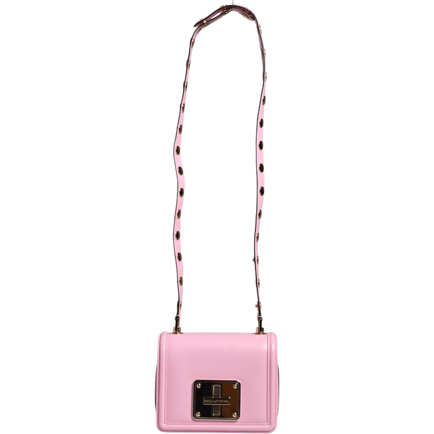 Dolce & Gabbana Baby Pink LOLA Leather Studded Crossbody Strap Bag BAG4086