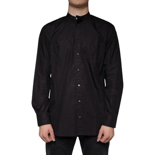 Dolce & Gabbana Black Cotton Button Down Men Casual Shirt Dolce & Gabbana Black