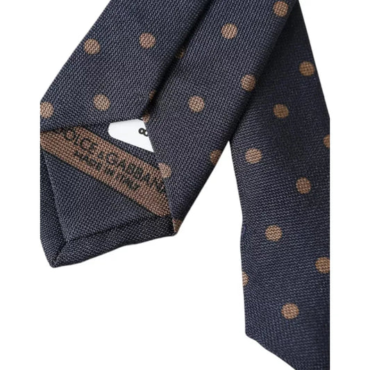 Dolce & Gabbana Black Dotted Fantasy Silk Adjustable Men Tie KRA3338