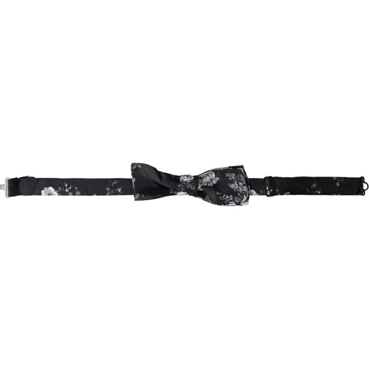 Dolce & Gabbana Black Floral Fantasy Adjustable Neck Men Bow Tie FT3950