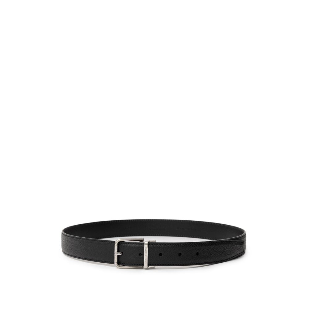 Dolce & Gabbana Black Leather Belt DO-8411676-90 CM / 36 INCHES