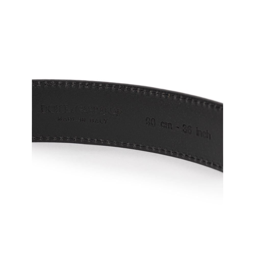 Dolce & Gabbana Black Leather Belt DO-8411676-90 CM / 36 INCHES