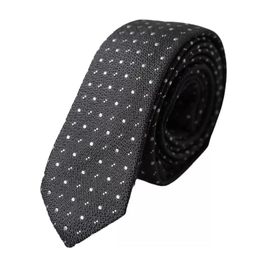 Dolce & Gabbana Black Polka Dot Silk Adjustable Men Tie KRA3375