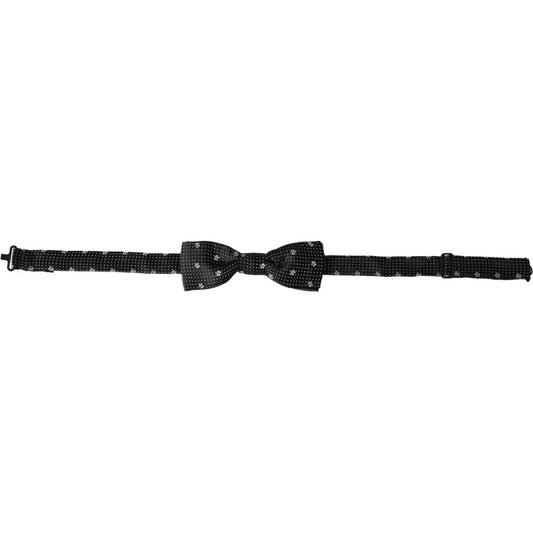 Dolce & Gabbana Black Silk Floral Adjustable Neck Men Papillon Bow Tie FT3905
