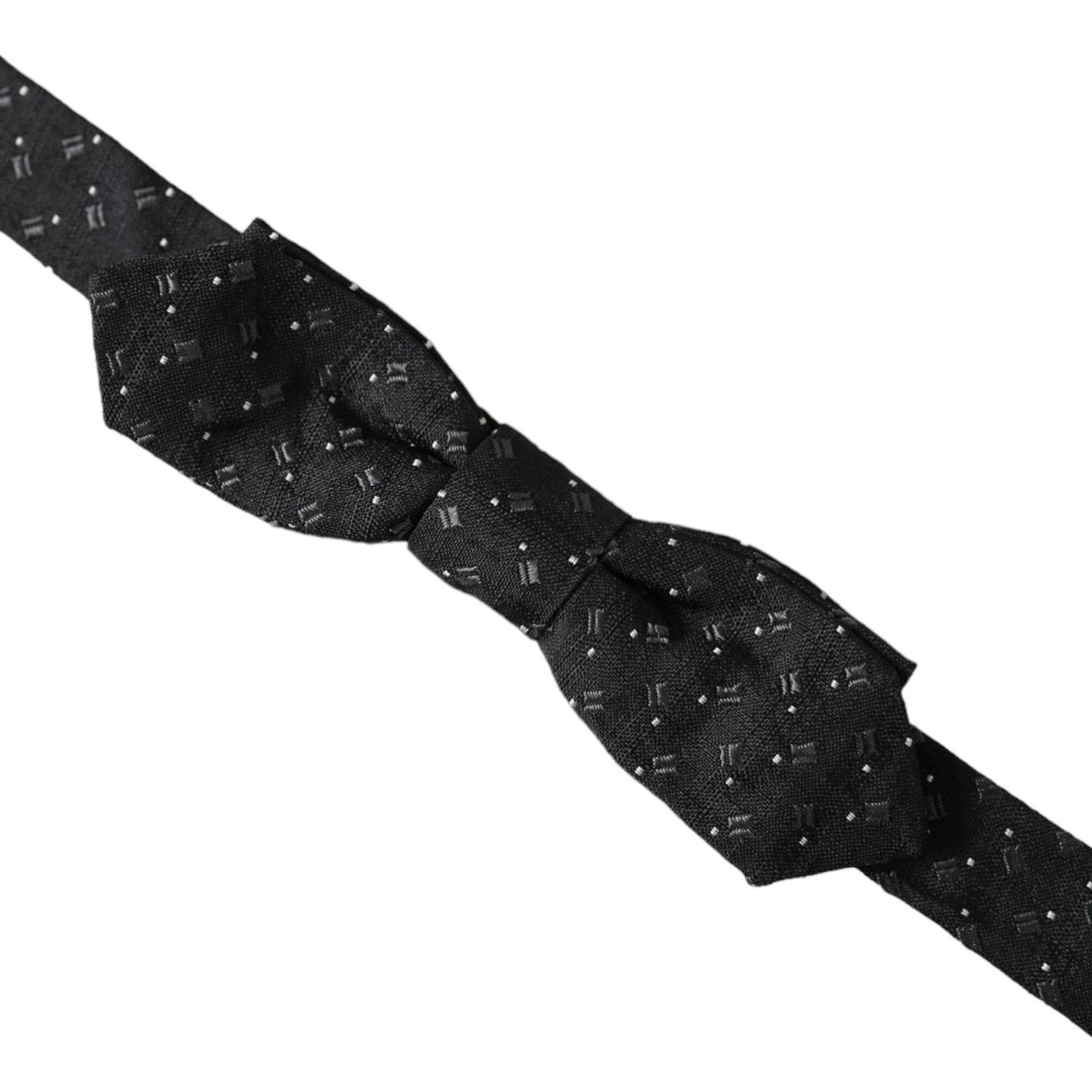 Dolce & Gabbana Black Silk Patterned Adjustable Neck Men Papillon Bow Tie FT3897
