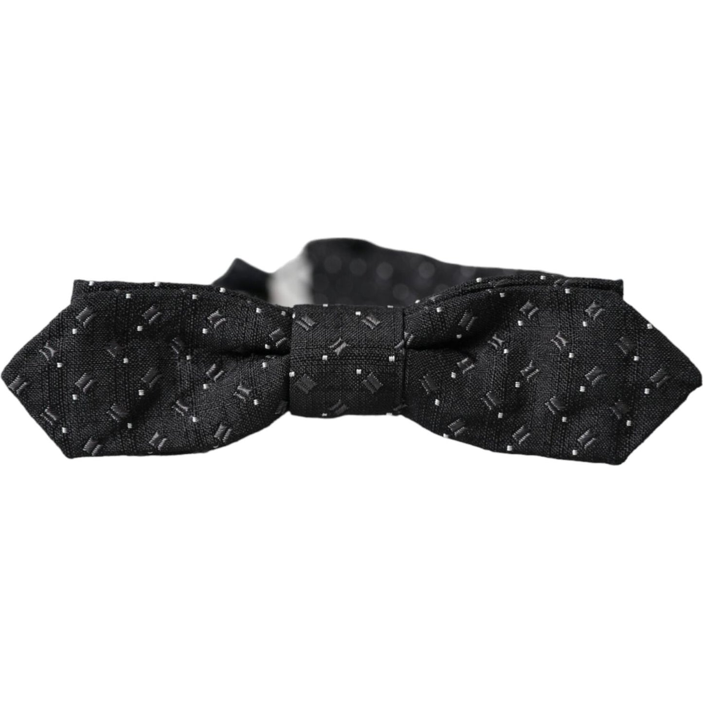 Dolce & Gabbana Black Silk Patterned Adjustable Neck Men Papillon Bow Tie FT3897