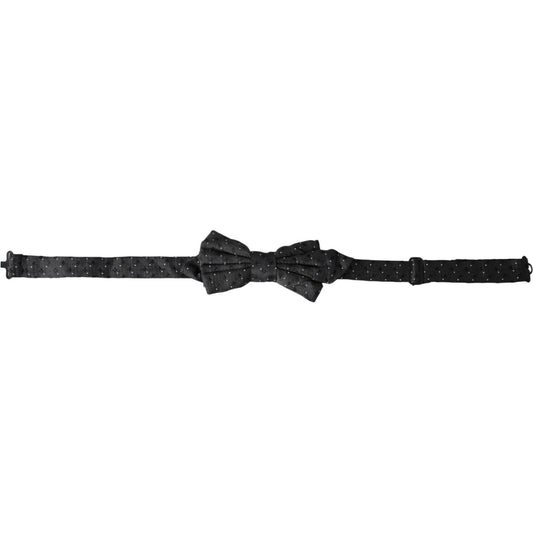 Dolce & Gabbana Black Silk Patterned Adjustable Neck Men Papillon Bow Tie FT3904