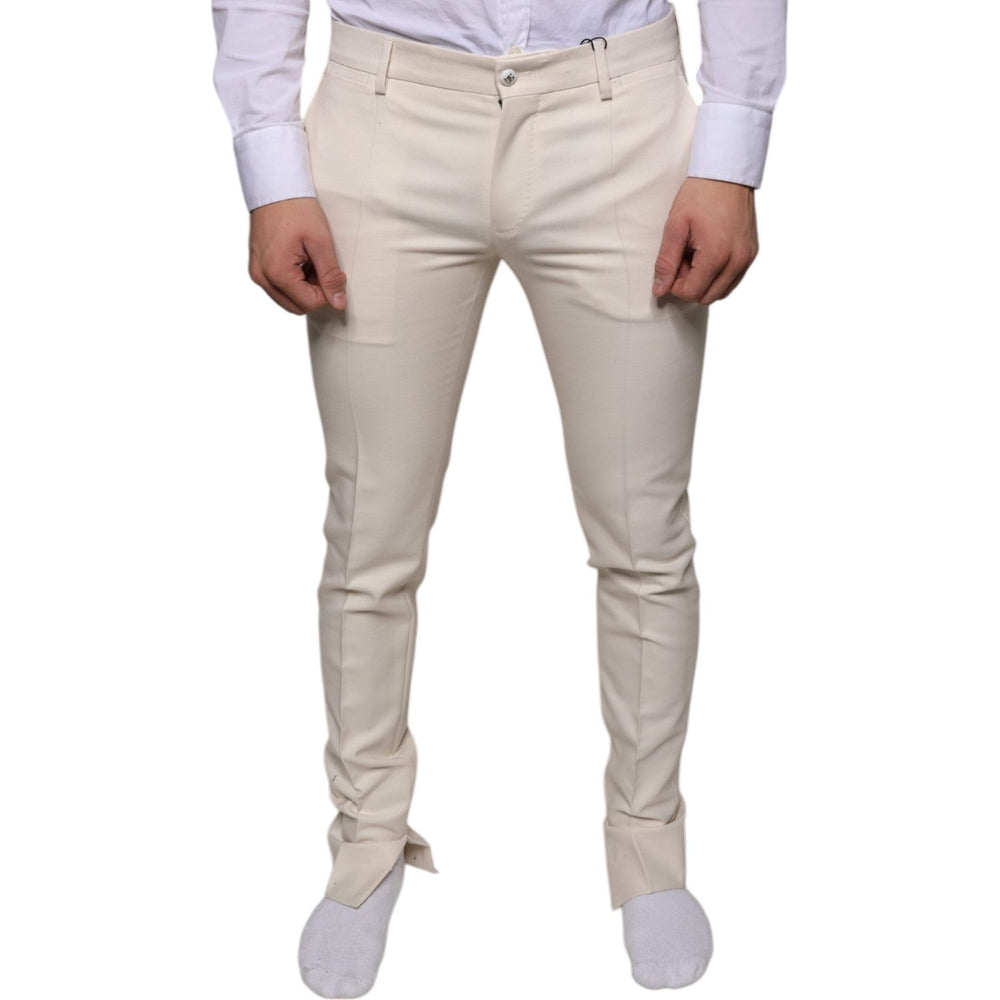 Dolce & Gabbana Off White Chino Wool Skinny Pants Dolce & Gabbana Gray