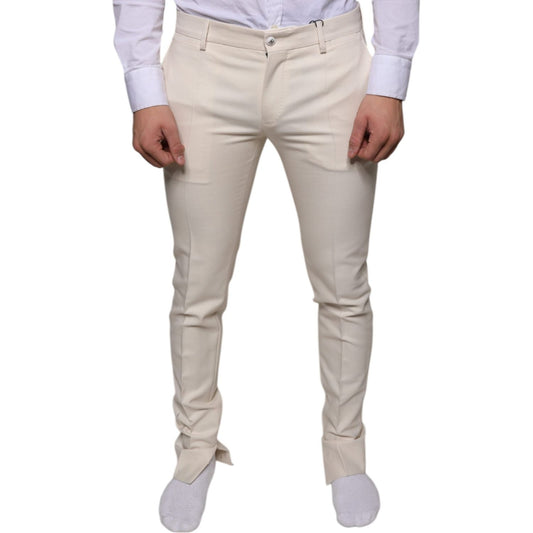 Dolce & Gabbana Off White Chino Wool Skinny Pants Dolce & Gabbana Gray