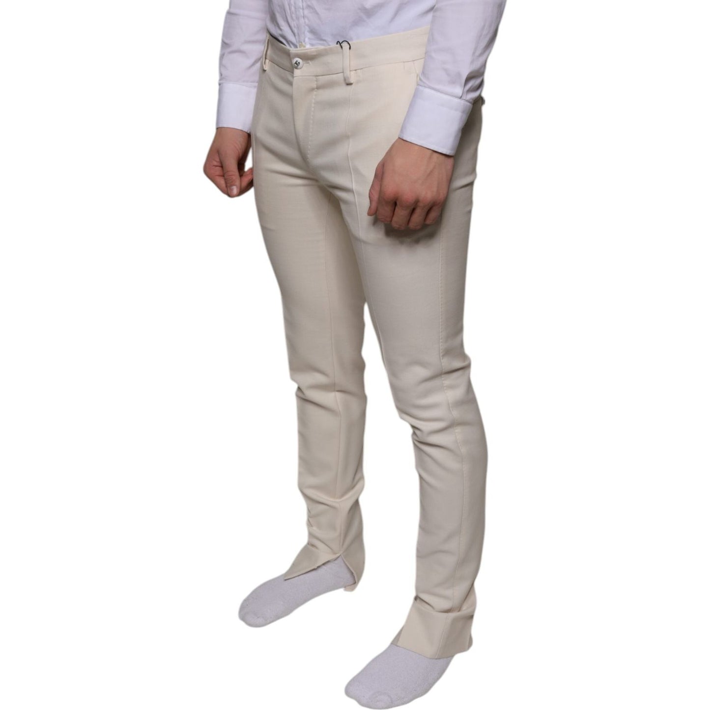 Dolce & Gabbana Off White Chino Wool Skinny Pants Dolce & Gabbana Dark Gray