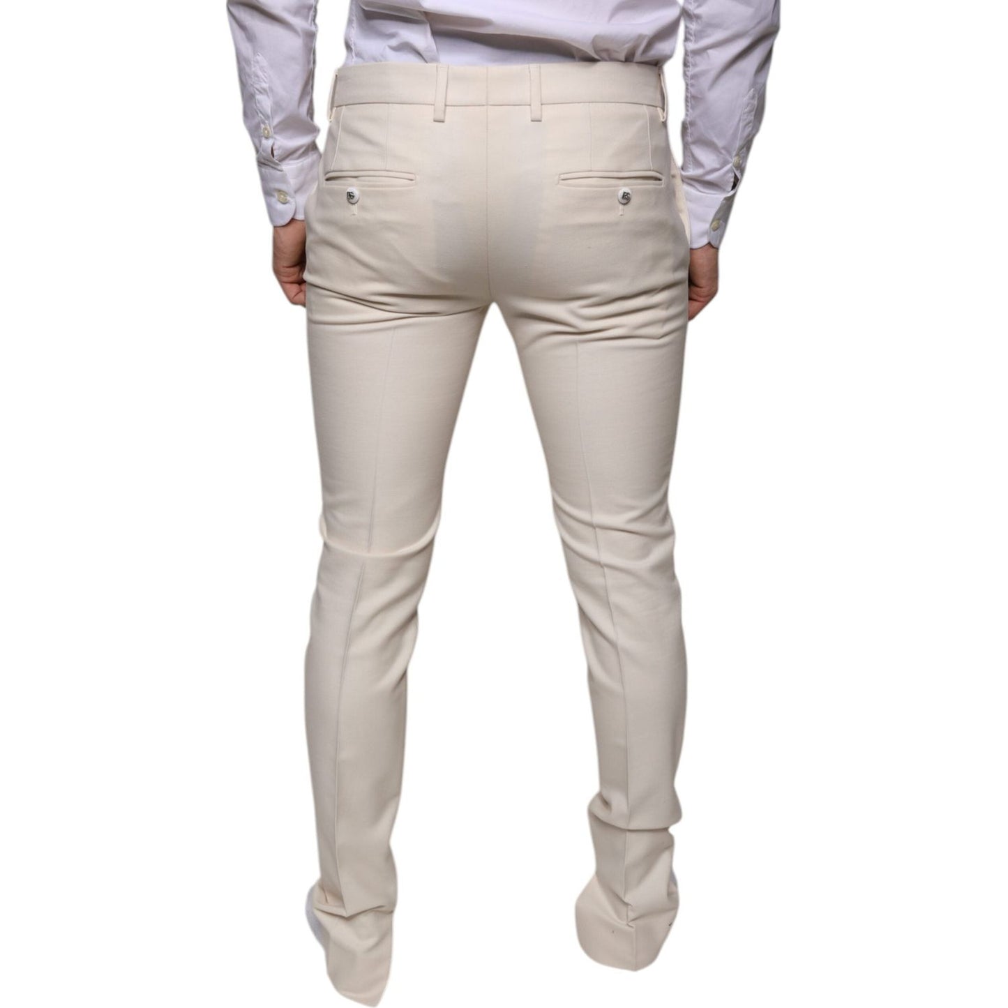 Dolce & Gabbana Off White Chino Wool Skinny Pants Dolce & Gabbana Gray