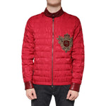 Dolce & Gabbana Red Quilted Bomber Gold Crown Logo Jacket TSH7883-52