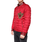Dolce & Gabbana Red Quilted Bomber Gold Crown Logo Jacket TSH7883-52
