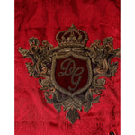Dolce & Gabbana Red Quilted Bomber Gold Crown Logo Jacket TSH7883-52