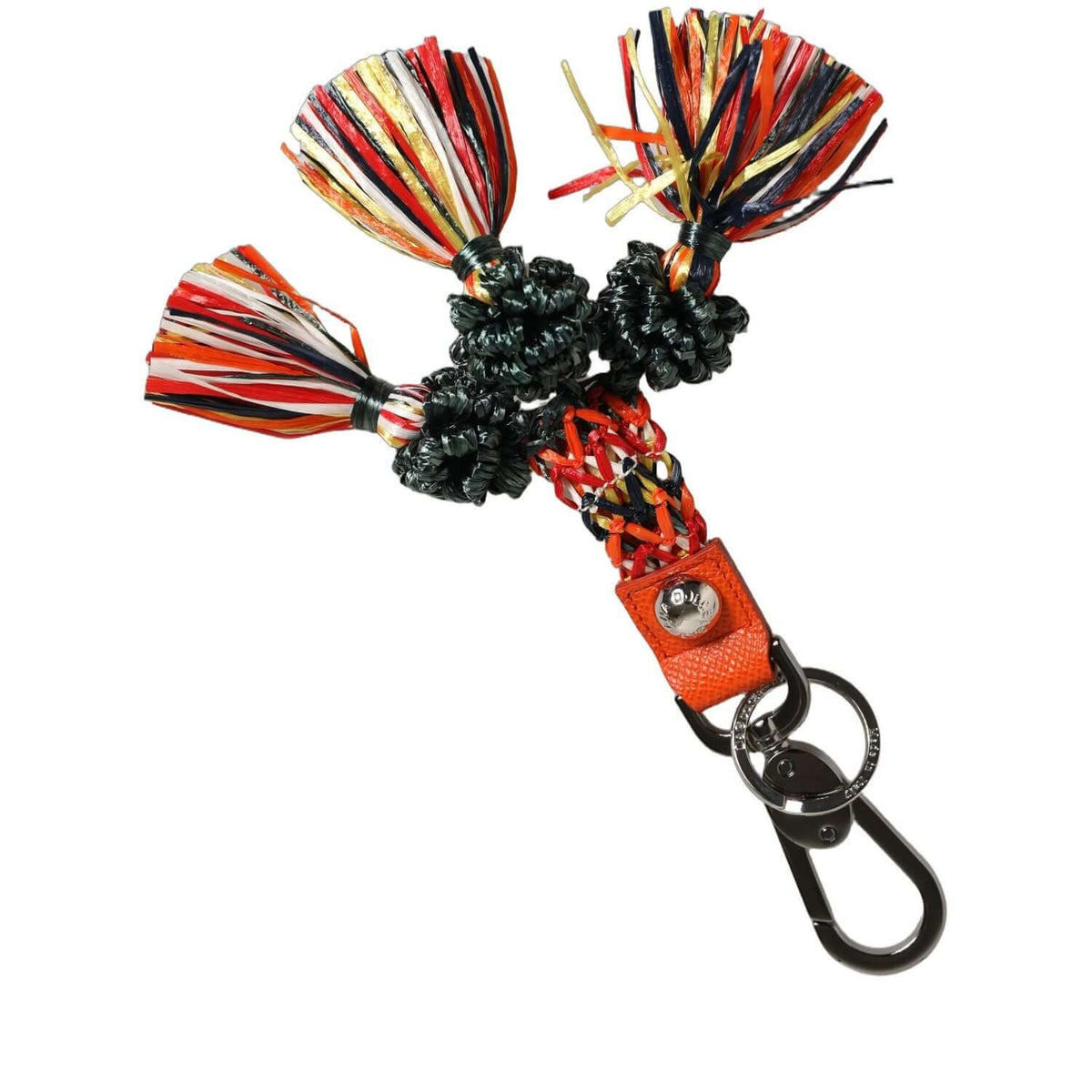 Dolce & Gabbana Multicolor Raffia Leather Clasp Finder Chain Keyring