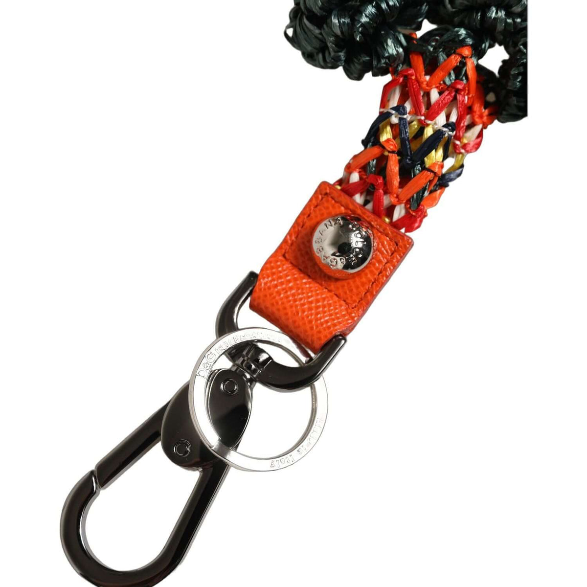 Dolce & Gabbana Multicolor Raffia Leather Clasp Finder Chain Keyring