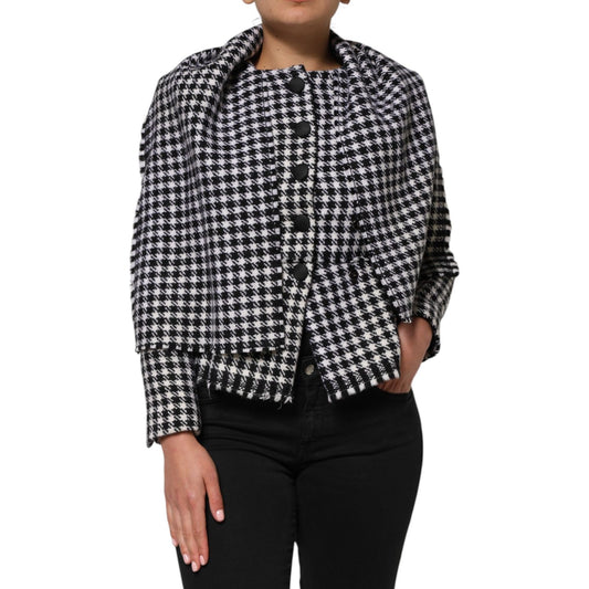 Dolce & Gabbana Multicolor Wool Monochrome Patterned Jacket1728,67345645728,Black and White,Clothing,Dolce & Gabbana,Full-Length Jackets - Jackets & Coats - Clothing,IT38|XS,Jackets & Coats - Clothing,Jackets & Coats - Women - Clothing,Material: 99% Virgi