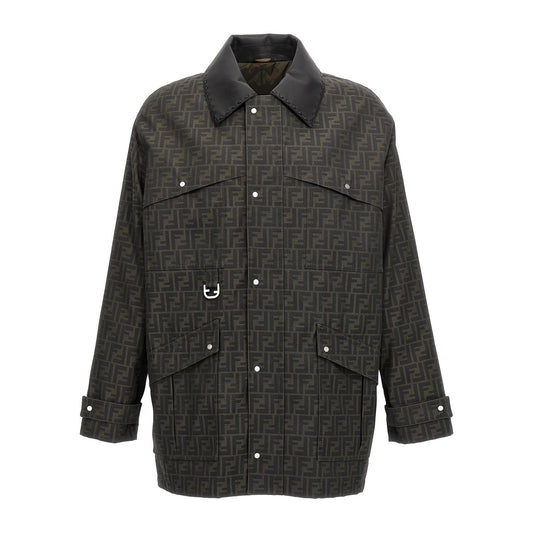 Fendi Brown Polyester Full-Length Jacket